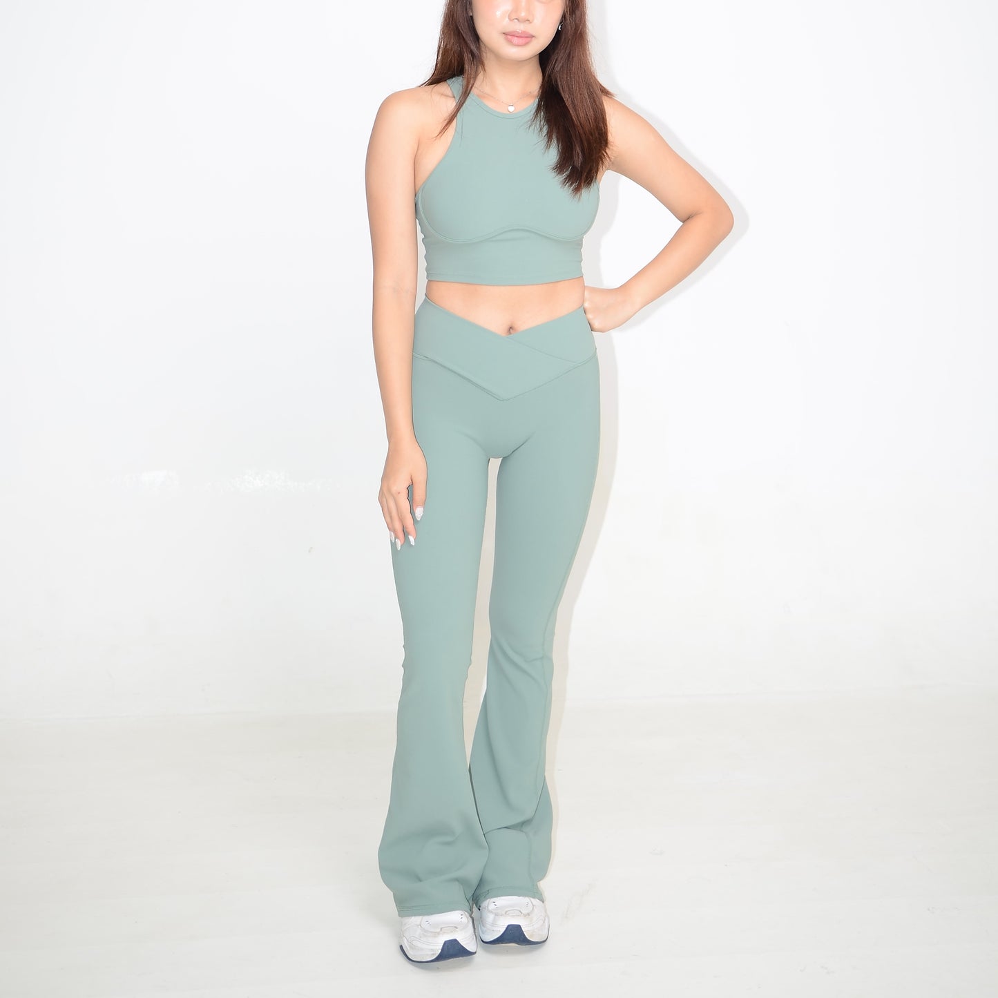 Forest Green Halter Top + Bell Bottoms